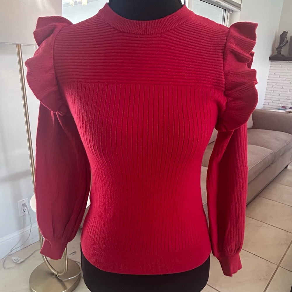Shop the Mint Girls Ruffled Red Sweater